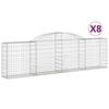 VidaXL Paniers à gabions arqués 8 pcs 300x30x80/100 cm fer galvanisé, gabion, cage de gabion, panier de mur de gabion, mur 3146509