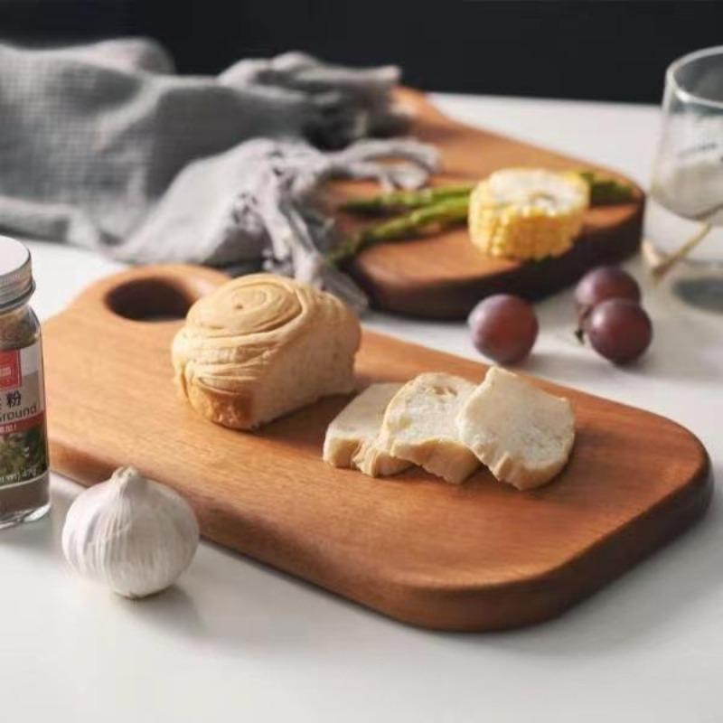 1 шт. Двусторонняя разделочная доска из массива дерева - Кухонная разделочная доска для фруктов, овощей, продуктов с деревянным кухонным аксессуаром