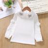 Весенне-осенняя детская одежда для малышей, белая блузка принцессы для девочек с длинными пышными рукавами, хлопковая рубашка для девочек, детские топы