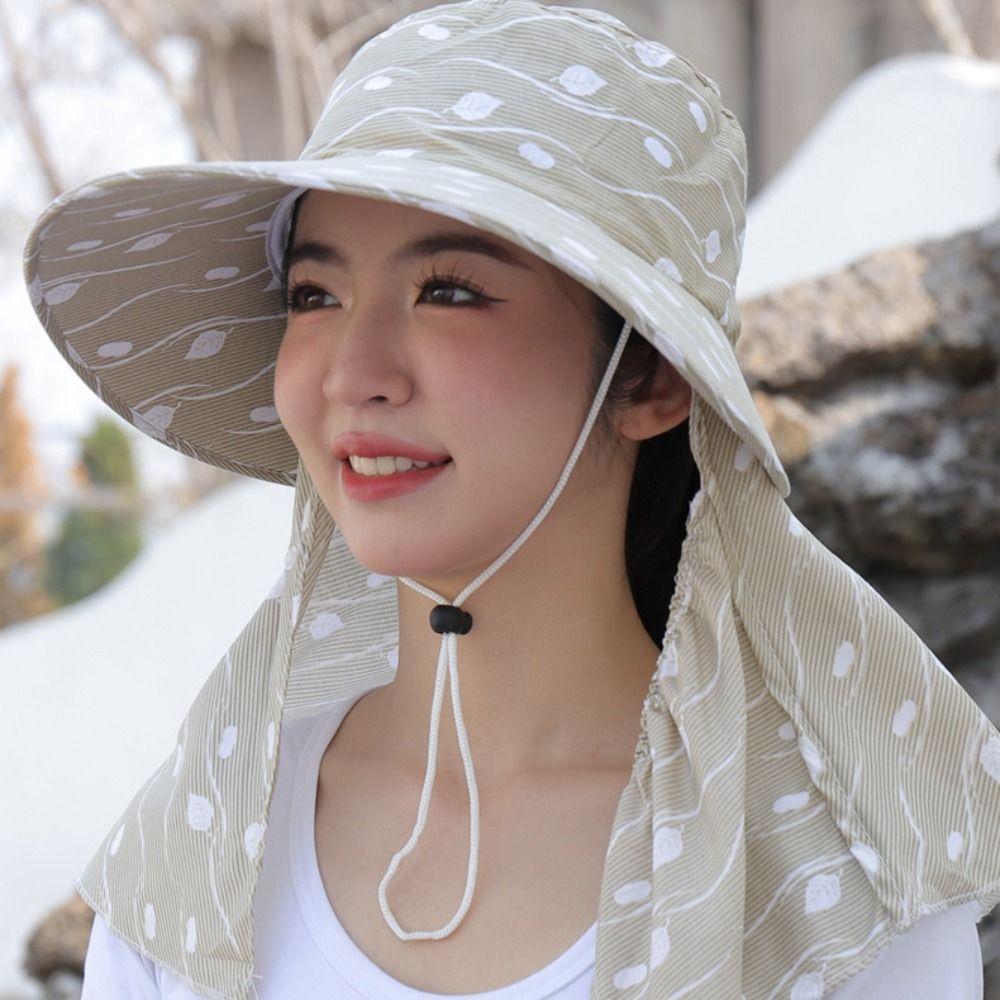 Neckline Mask Women Sun Hat Sun Protection Tea Picking Hat Elegant Sunscreen Bucket Hat  Outdoor