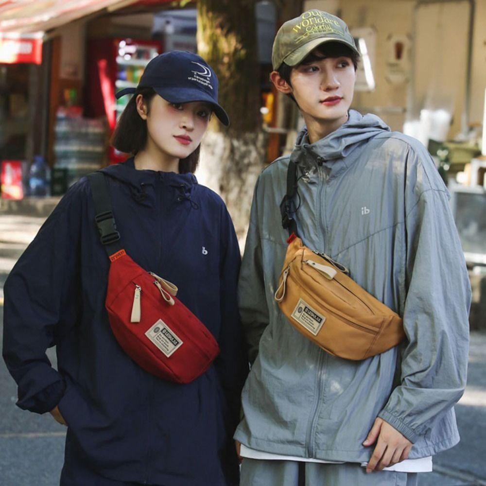 Solid Color Japanese Harajuku Crossbody Bags Simple Waist Bag Chest Bags Crossbody Chest Bag Men