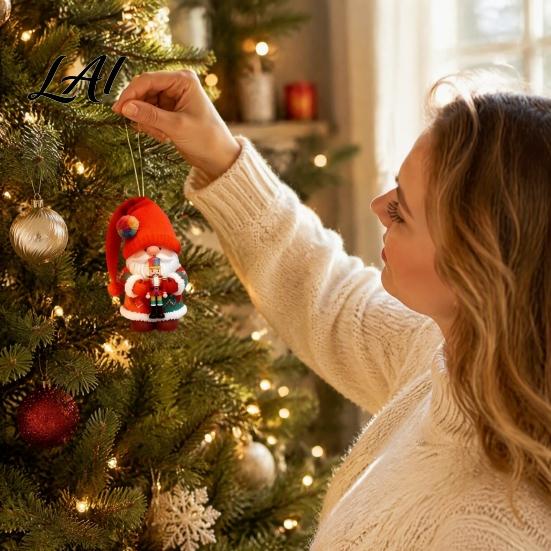 Indoor Holiday Wall Ornaments Colorful Santa Gnome Christmas Ornaments 2D Flat Acrylic Hanging Traditional Scene Decor Pendant for Xmas Tree Mantel,