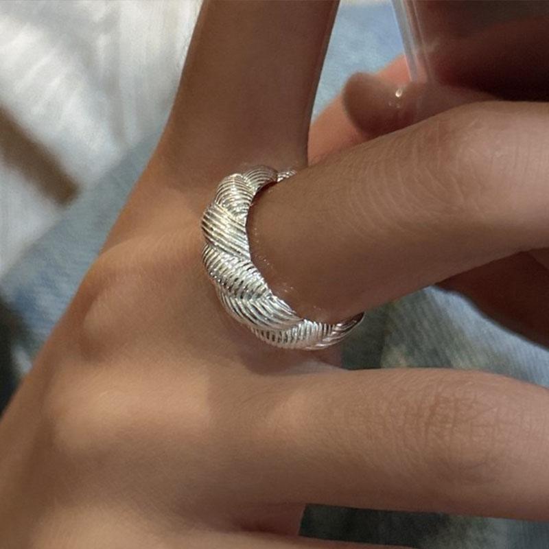 925 Sterling Silver Rings For Women Geometric Fine Jewelry Finger Adjustable Geometric Narrow Strip Ring For Party Birthday Gift