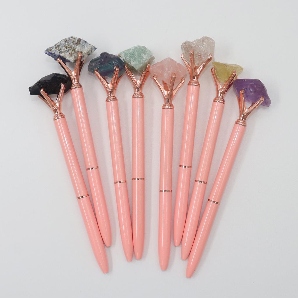 Crystal Crafts Bulk Natural Healing Crystal Pens New Style Ballpoint Pen With Raw Crystal Stones