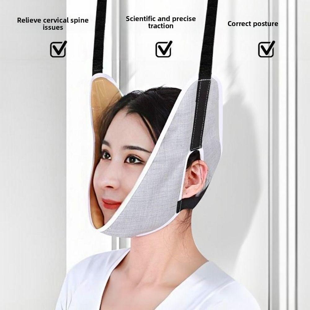 Adjustable Cervical Traction Device with Door Hook Door Hanging Neck Harness  Adult