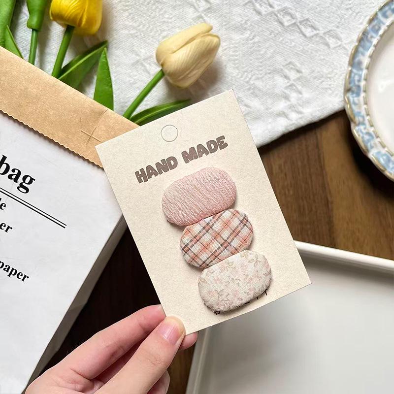 Children's Floral Gingham Hair Clip - Cute Oval BB Hairpin for Little Girls