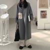 Осенне-зимнее шерстяное пальто с карманами, воротник-стойка, двухстороннее кашемировое пальто, контрастный цветовой дизайн, Niche Female Gray