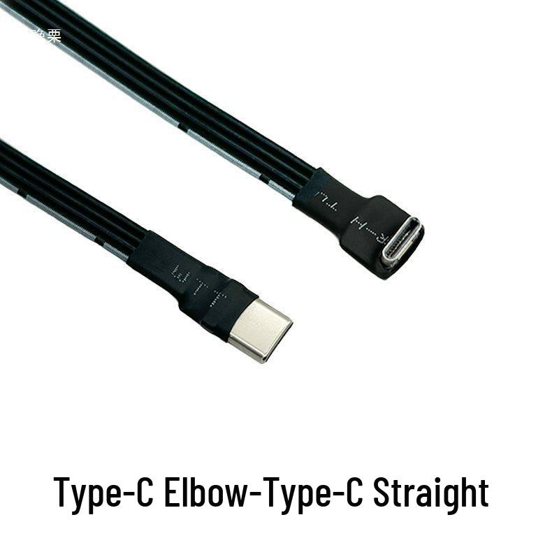 USB-C на C Угловой Адаптер-Кабель PD Зарядное Устройство, Плоский Силиконовый Кабель для Передачи Данных и Мягкая Сетевая Разветвитель для Power Banks