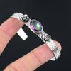 Gift For Her Natural Rainbow Mystic Topaz Bangle Flower Adjustable 925 Silver