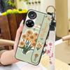 Anti-dust Wristband Phone Case For ZTE Blade V40S/Axon40 SE Flower Durable Fashion Design Ring Back Cover Silicone