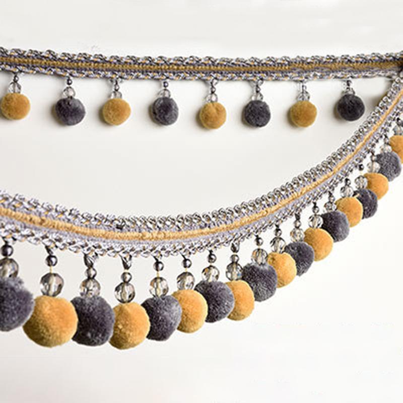 1М Помпон Европейский Стиль Районное Кружево Кисточка Бахрома Шар Занавеска Диван Скатерть Аксессуары Помпон Кружевная Отделка Шитье Сделай Сам Декор Лента