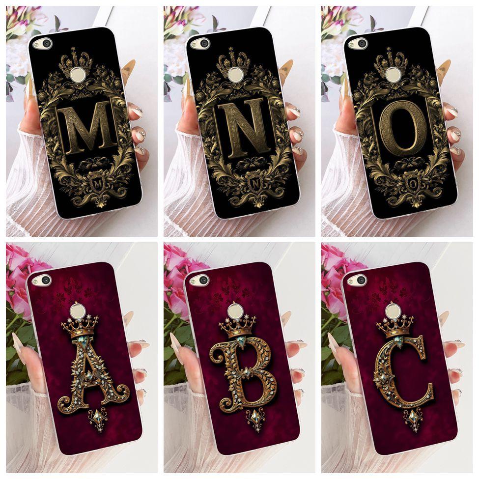 Clear For Huawei P8 Lite 2017 Case Luxury Crown Fashion A-Z Letters 2D Flat Pattern Soft Casing For Huawei PRA-LA1 PRA-LX1 Cover