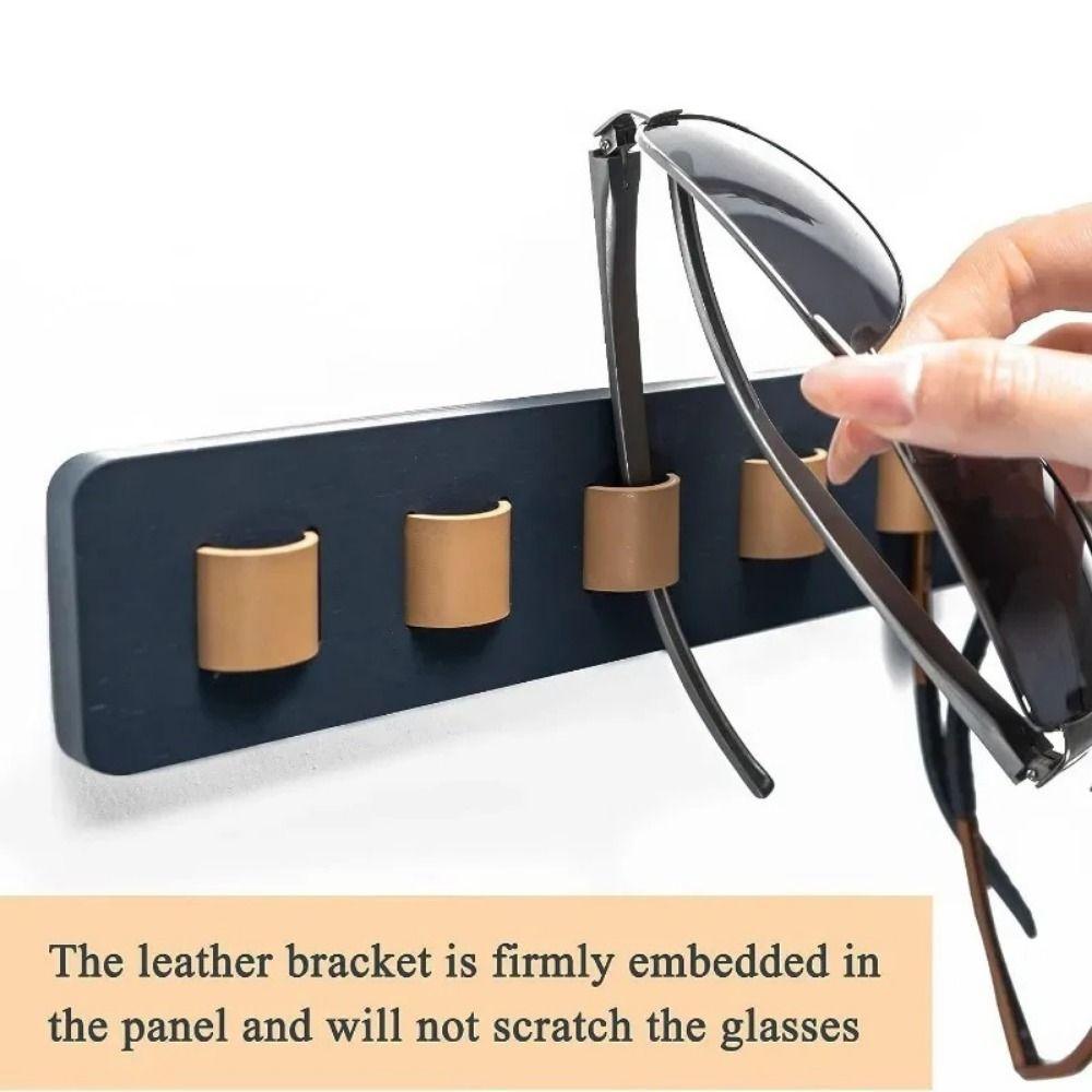 Wood Sunglasses Organizer Self-adhesive Glasses Hanger Eyeglass Storage Shelf Bathroom