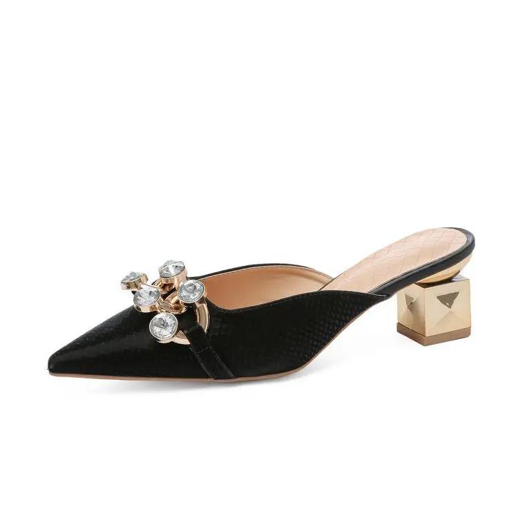 Мода с каблуком Слайды Туфли с острым носком Женские тапочки и женские сандалии На улице Новая мода Шикарный Элегантный Летний стиль 2025 Роскошь