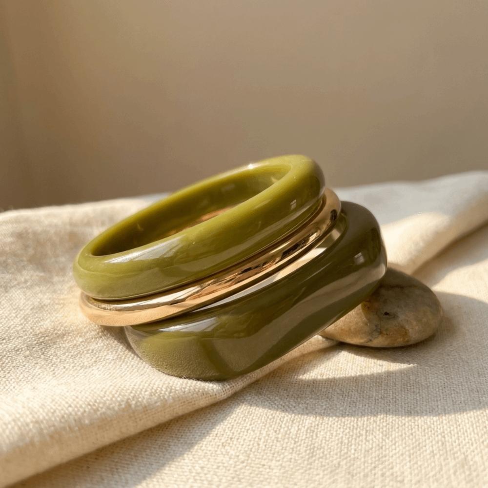 3pcs/set Round Geometric Bangle Zinc Zinc Alloy Stackable Wrist Jewelry Resin Twisted Bracelet All Seasons