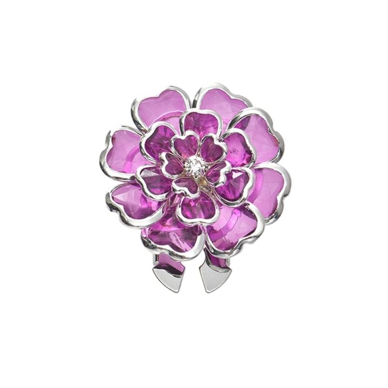 652F Decorative Shirt Button Covers Rhinestones Flower Cufflinks Clip For Shirt Jackets Dress Costume Uniform Decoration