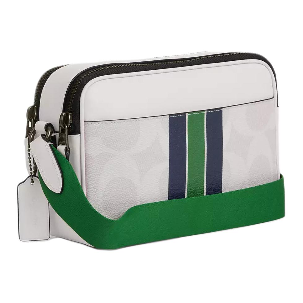 Coach Graham Signature 23 Signature Print Сумка через плечо на двойной молнии из покрытого холста Средний Мужские сумки Белый CBI36-QBCAH
