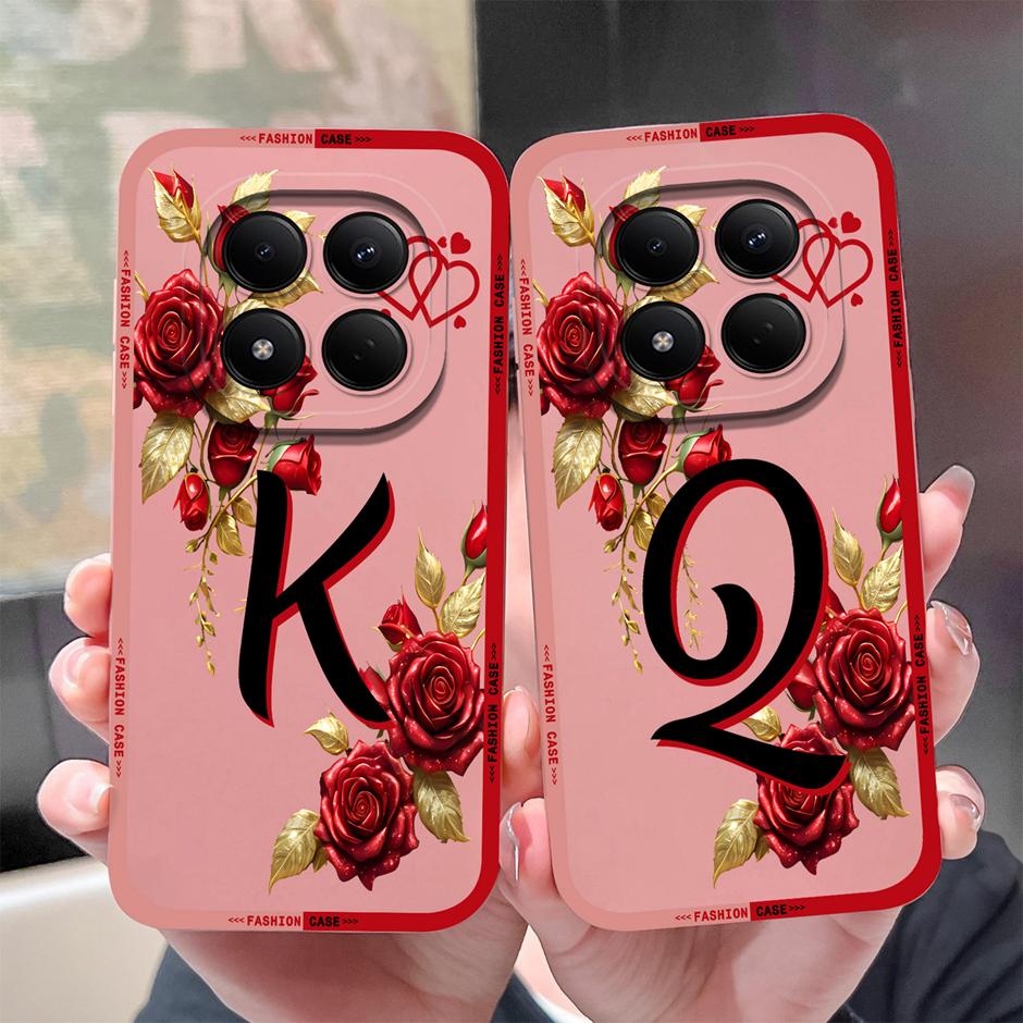 For Redmi Note 15 Pro 4G 5G Cases Luxury Rose 26 Letters Shockproof Silicone Cover For RedmiNote15 Fundas RedmiNote15Pro Bumper