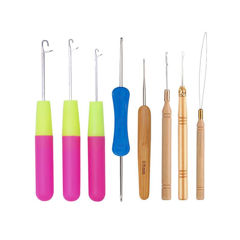 5/7/8/9 шт. набор крючков с изогнутой защелкой, игла для вязания крючком, инструмент для дредов, крючки для вязания, инструмент для наращивания волос, инструмент для плетения