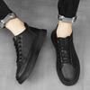 Модные Новые Мужские Кожаные Повседневные Туфли Модные Водонепроницаемые Мужские Рабочие Туфли Нескользящие Толстоподошвенные Вулканизированные Туфли Дизайнерские Мужские Кроссовки