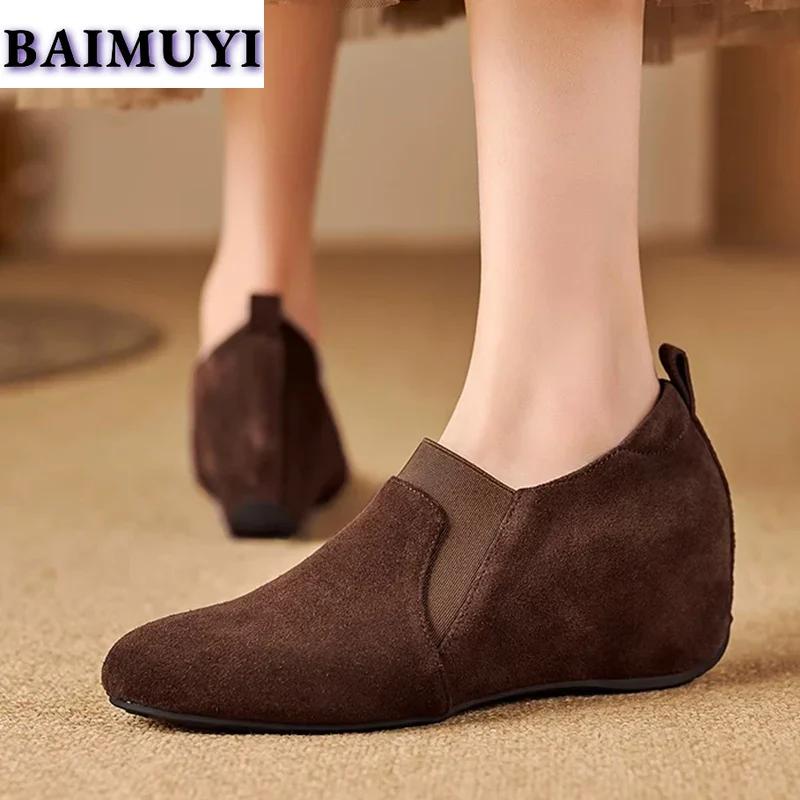 Женские элегантные замшевые туфли повседневные лоферы на танкетке брендовые ботинки женские 2024 трендовые дизайнерские туфли-лодочки зимние новинки Mujer Zapatos