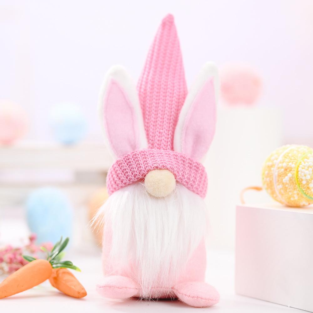 Fabric Easter Bunny Gnome House Accent With Handmade Craft For Seasonal Celebrations