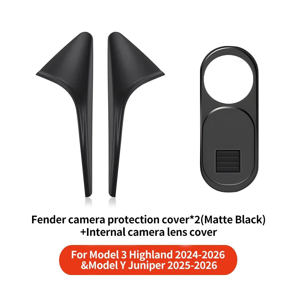 YZ For Tesla Model 3/Y Highland Juniper Side Camera Carbon Fiber Protection Cover Leaf Board Protection Sticker Decor