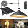 Solar Pendant Lights with Remote Control, 3 Color 2 Brightness Mode Timer 8 inch Outdoor Hanging Shed Gazebo Chandelier Lamp Chicken Coop Barn Porch