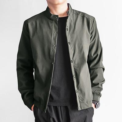 Весенне-осенняя мужская куртка армейского зеленого однобортного мужского пальто модная мужская ветровка однотонная плюс размер