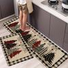 Vintage Puffy Christmas Tree Pattern Mat Non-slip Oil-proof Waterproof Floor Mat Dirt-resistant Floor Mat For Kitchen Bathroom