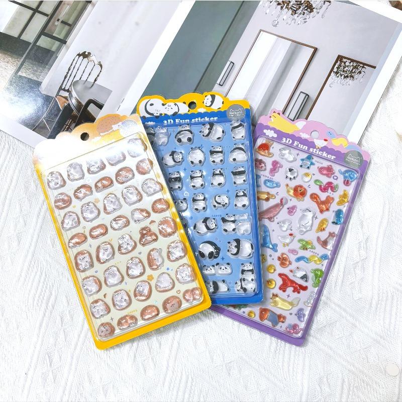 Imported original NEKONI cartoon animal panda cat 3D relief sticker scrapbook Diy Journal cute stationery sticker