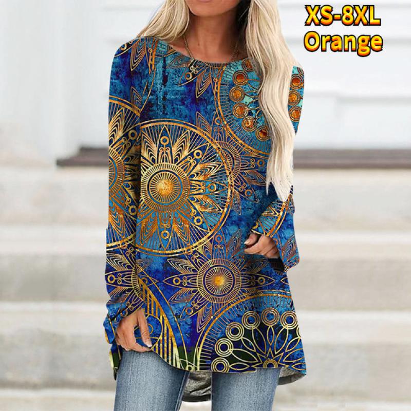 Long Sleeved Hoodie Spring and Autumn Animal Pattern Loose Women Bag Hip Crewneck Top XS-8XL