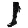 Plus-size 43 Women's Back Lace-up High Boots Women's Autumn Pleated Low Heel Knee-high Boots D506