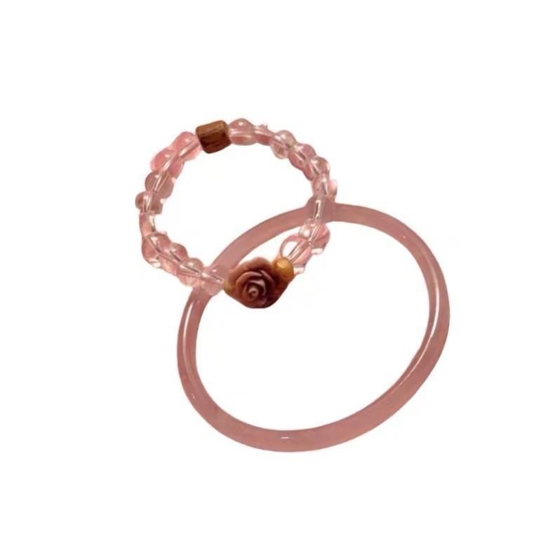 Elegant Chinese New Style Rose Flower Glass Beaded Bracelet For Women Handcrafted Vintage Luxury Jewelry