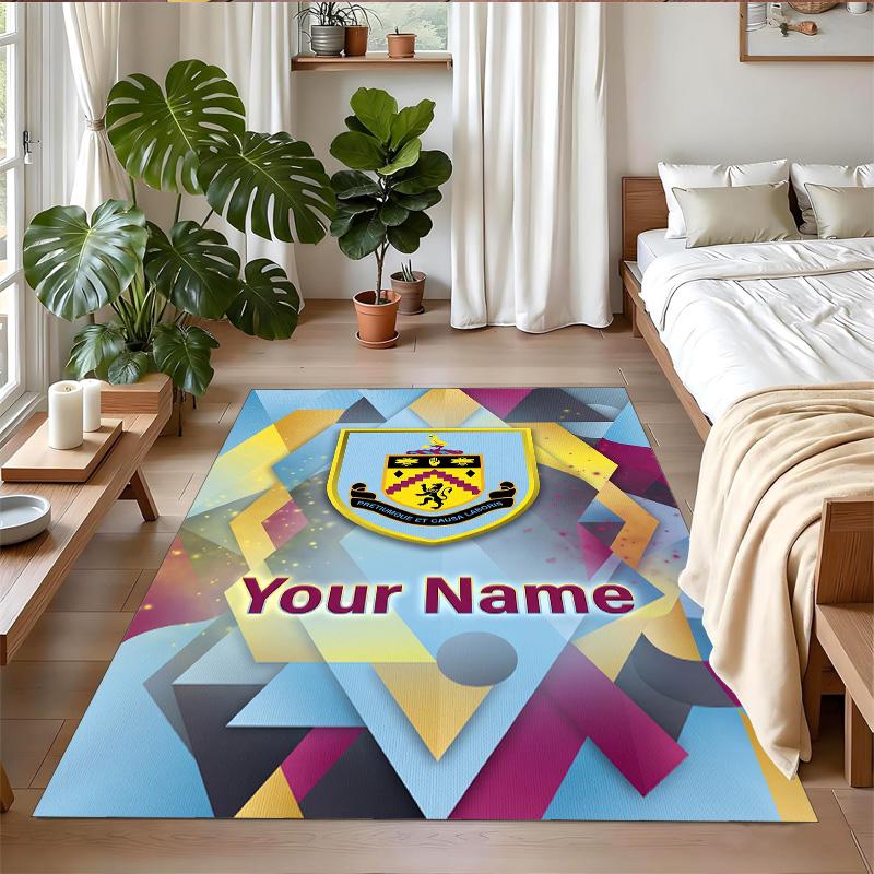 Crystal Velvet Rug Custom Name Text, Soft Non Slip Floor Mat Home DecorBurnley Football
