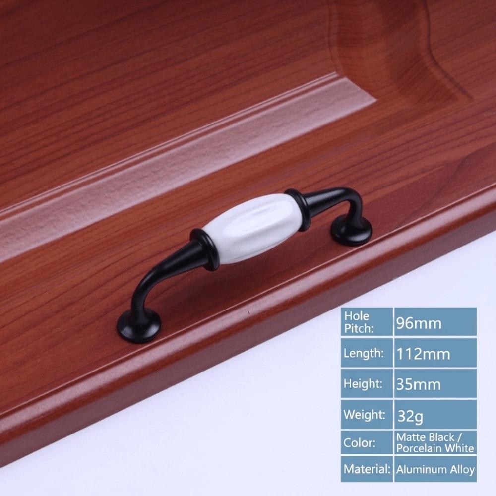 Ceramic Wardrobe Handles Black White Color Cabinet Pulls New Furniture Handle Cupboards