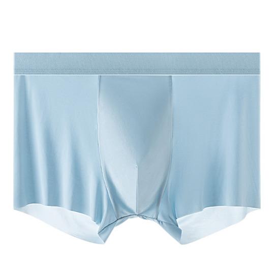 Men Ice Silk Boxer Briefs Mid-rise Waistband Ultra Silk Thin Ice Wide Shorts Underwear Solid Color U-convex Panties