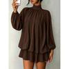 Womens Long Sleeve Fall Winter Dress Solid Color Slim Fit Versatile Fashion Mini