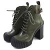 Ankle Boots Ruby Line Lace-up Short Boots Khaki Leather 37 1ADAQI Used