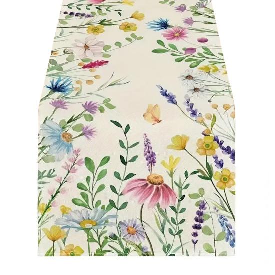 Весенняя цветочная скатерть-дорожка, цветущие цветы, столовое белье, тюльпан, моющаяся скатерть для дома, фермерского дома, обедов, вечеринок, украшение