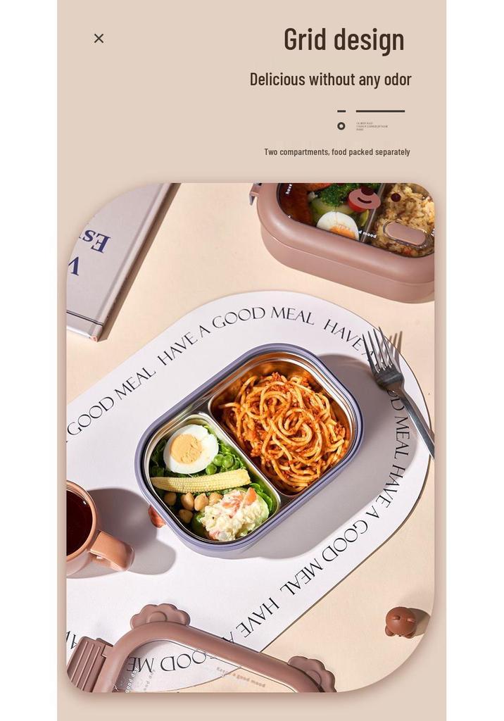 Термоланч-бокс Bento "Кофейный мишка" с отделениями для студентов и взрослых, идеально подходит для работы или столовой