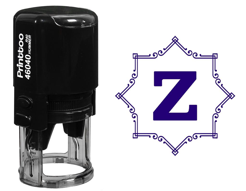 Printtoo Self Inking Rubber Stamp Octagon Celtic Swirl Frame Alphabet Z Monogram Initial R-40 Office