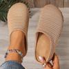 Weave Women Flats Slippers Elegant Shallow Mules Shoes Summer New Fashion Flip Flops 2025 Walking Cozy Soft Sandalias