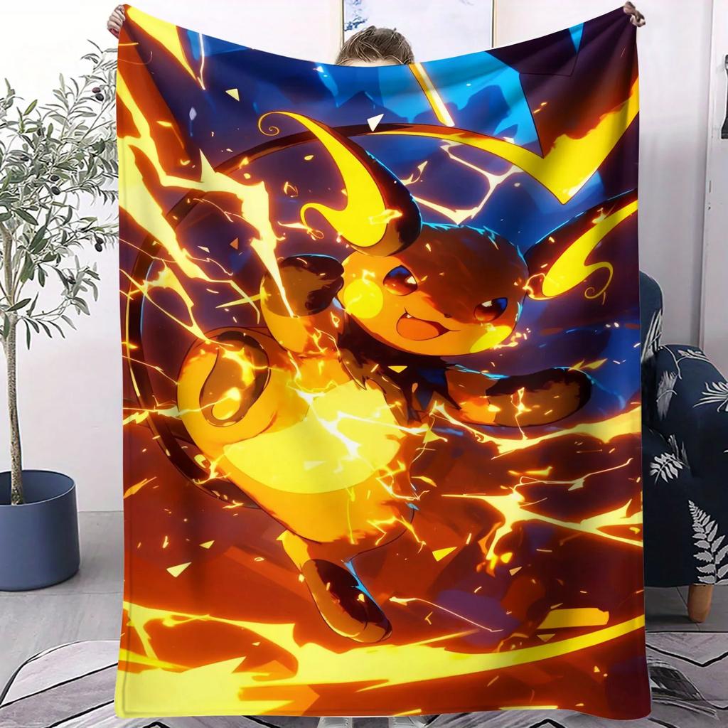 Pokemon Pikachu & Eevee Flannel Blanket Hot Anime Soft Warm Throw Sofa Bed Couch Cover Nap Cape Shawl Camping Fans Kids Gift
