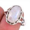 Natural Rainbow Moonstone Gemstone Handmade 925 Solid Silver Gift Ring S.8 K1n94