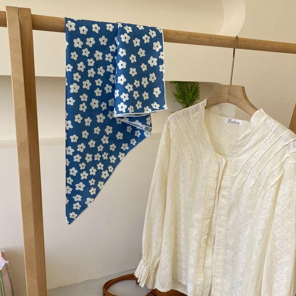 Wraps Female Shawl Cotton Linen Small Square Scarf Printed Scarf Korean Style Scarves Silk Scarf