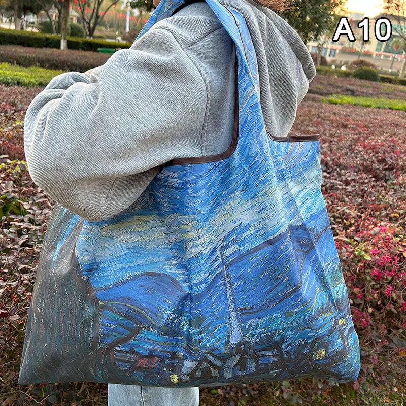 Bag Foldable Shopping Bag Reusable Grocery Storage Bag Nylon Portable Shoulder Handbag Travel Tote Bag