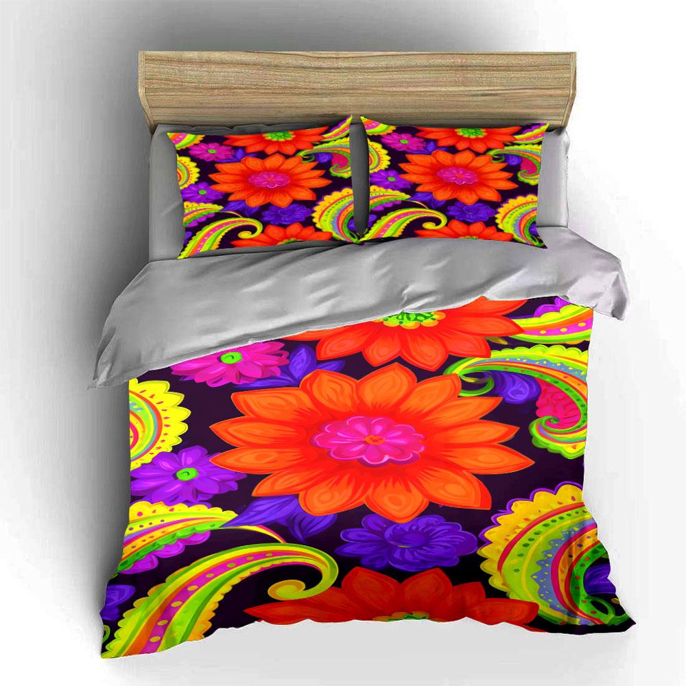 Bright flowers and paisley. Bedding sets Duvet cover sets Duvet covers Pillowcases(1 * Duvet Cover 2 * Pillowcases without duvet insert)