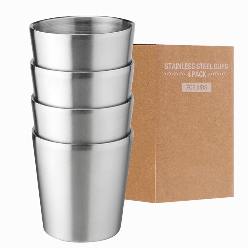 Чашки из нержавеющей стали 10 унций 6 унций Кружки для кемпинга 4 шт. Многоразовые Премиум Металлические Чашки Двойные Стенки Стаканы Для Питья Для Барбекю Домашние Инструменты Для Питья