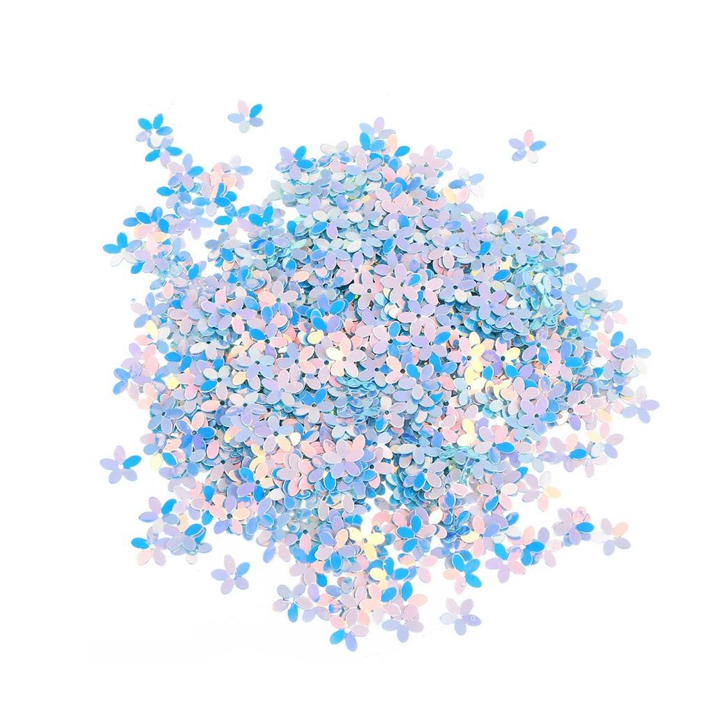 800Pcs Five-Petal Flower Sequins Bright Light Blue Color Decorative Clothes Patches for Hat Pants Coat Bags DIY Sewing